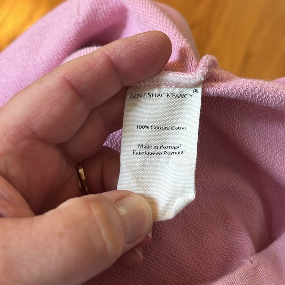 LoveShackfancy Annrosa sugar poppy distressed hoodie pink size large - Picture 7 of 11